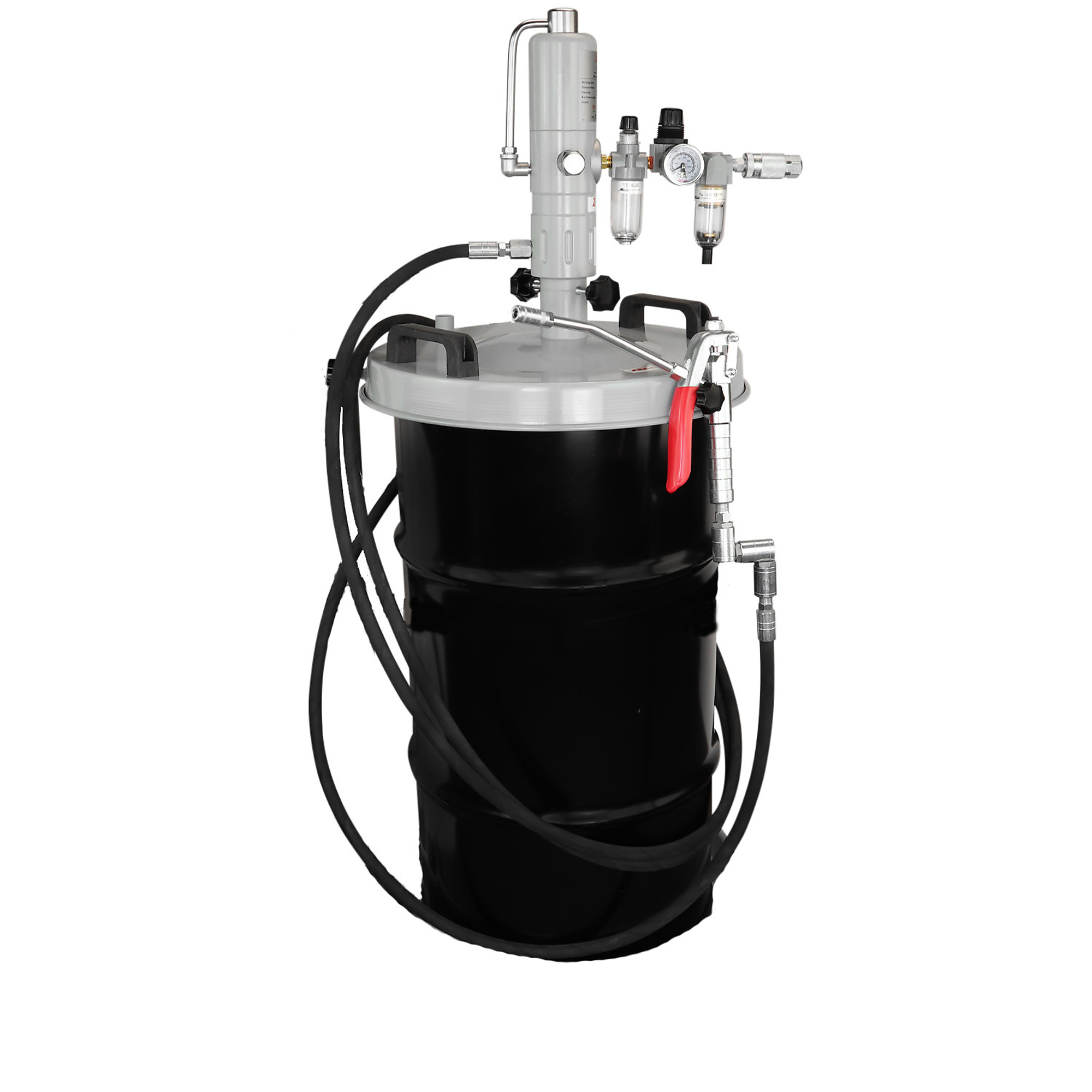 Zee Line 70:1 Grease Pump Package for 120lb Kegs — Pneumatic Pump, Filter/Regulator/Lubricator, 12ft. Hose, Control Nozzle, Follower Plate, Drum Cover, 87-116psi, Model# ZE1213K